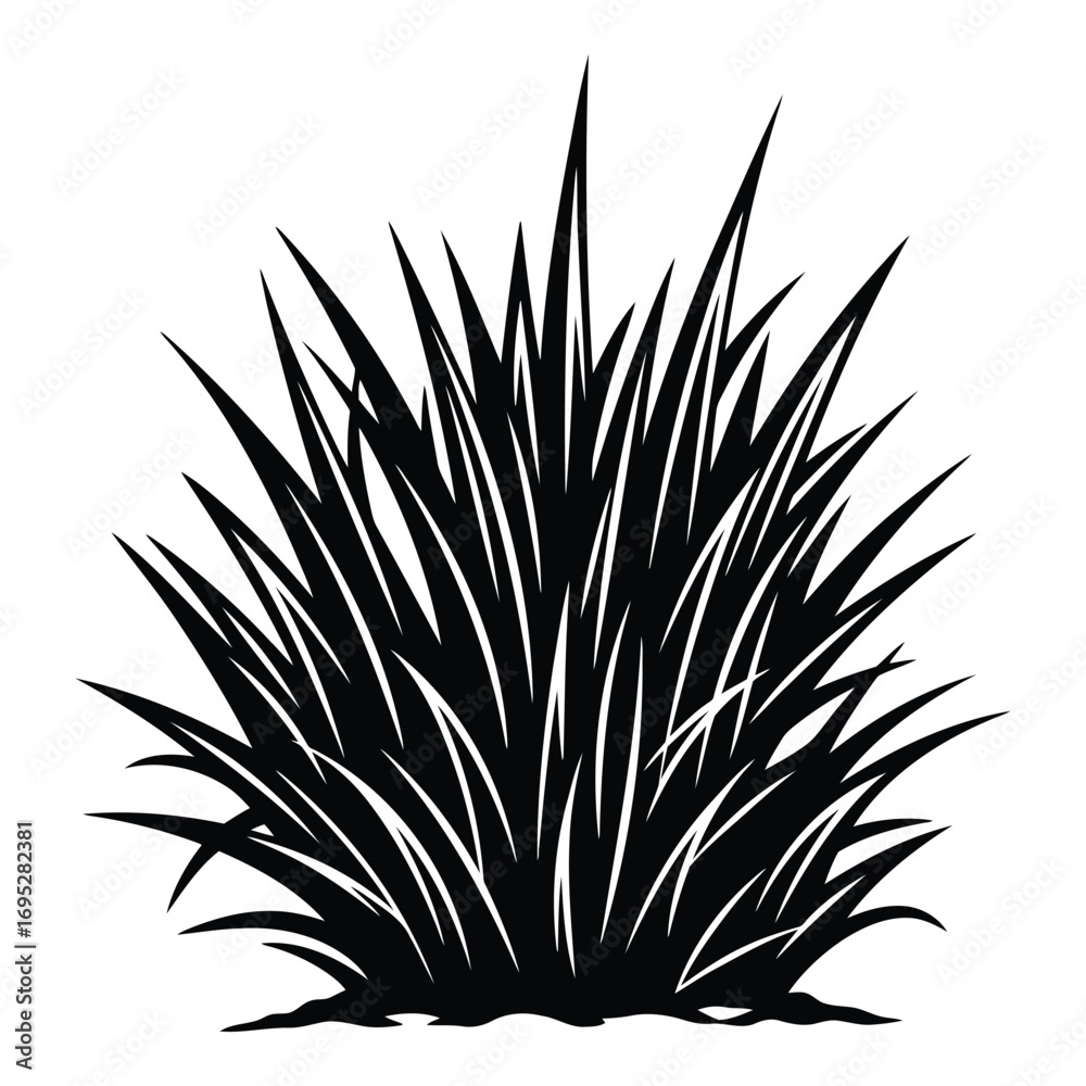 Obraz premium Art of a tuft of grass with a simple design, isolated on white background, perfect for adding a touch of nature to your project