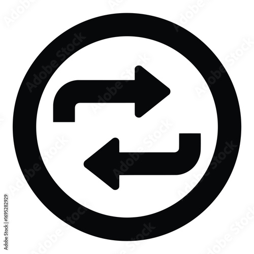 Art of exchange arrows in circle isolated on white background for transfer, cycle, repeat, undo, redo, direction, refresh and return concept