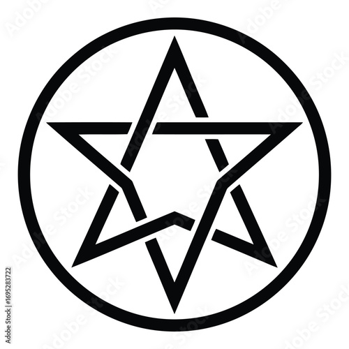 Art of an isolated on white background image of a pentagram star symbol for magic, occult, wicca, religion, and spiritual practices