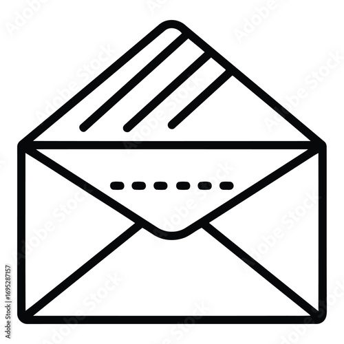 Art of open envelope icon isolated on white background, symbolizing communication and mail delivery