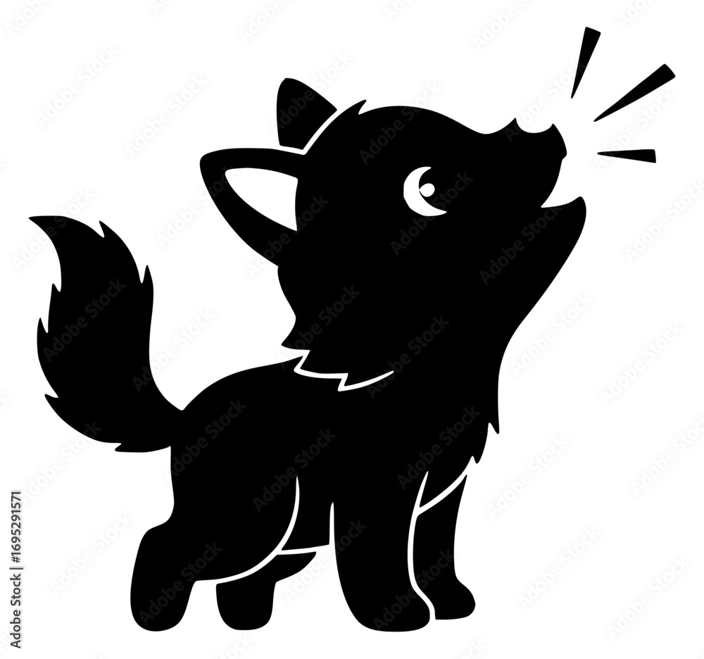 Obraz premium Howling Wolf Silhouette Under Crescent Moon