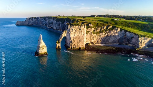 Dramatic coastal scenery with sea stacks and arch