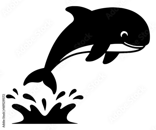 Dolphin Silhouette Jumping Over Water Splash
