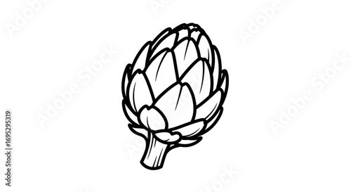artichoke illustration, line art, single, monochrome, botanical, cooking, healthy food, vegan, vegetarian, fresh