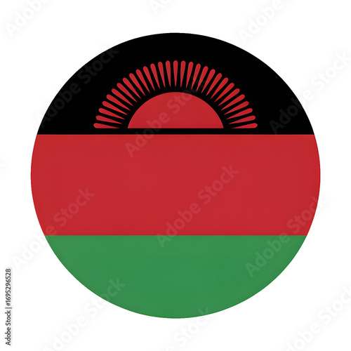 Malawi flag emblem in a circular design, perfect for national pride, travel, and cultural projects Free Download Malawi flag emblem in a circular design, perfect for national pride, travel, and cultural projects - GFXLoad