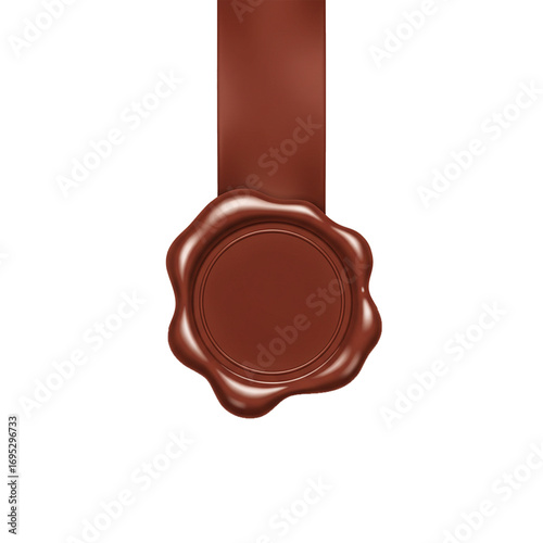 wax seal with ribbon attached isolated on white background vector
