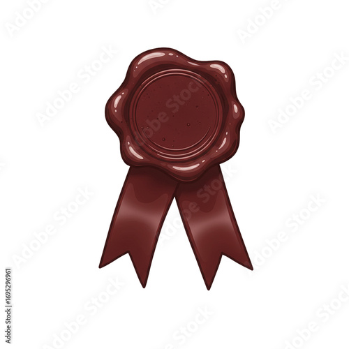 wax seal with ribbon attached isolated on white background vector