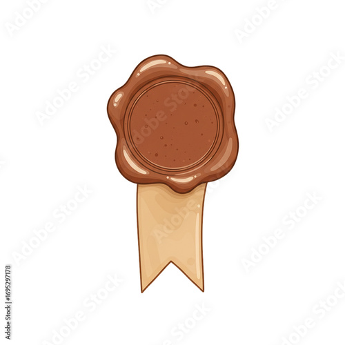 wax seal with ribbon attached isolated on white background vector
