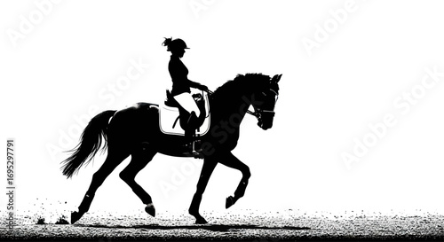 Equestrian silhouette a striking image of a horse and rider in black and white tones grace and