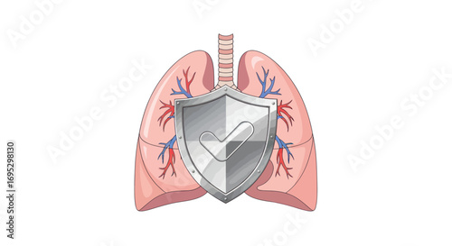 Lung health protection with a shield concept and respiratory wellness emphasis for a healthy