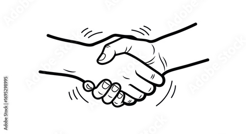 Stylized black and white illustration showcasing a handshake symbolizing collaboration