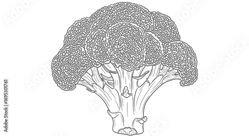 fresh broccoli illustration, healthy food, vegetable drawing, detailed sketch, green florets, nutritious, diet, vegan, vegetarian, cooking ingredient