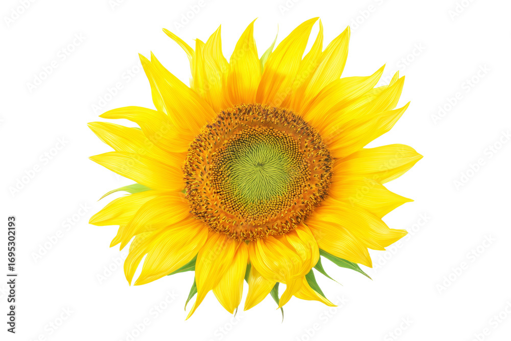 Fototapeta premium A yellow sunflower with a green center
