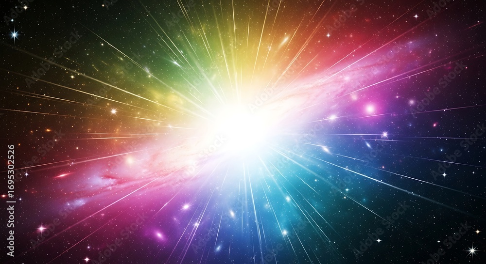 Fototapeta premium Vibrant Cosmic Explosion of Light and Color Across the Universe