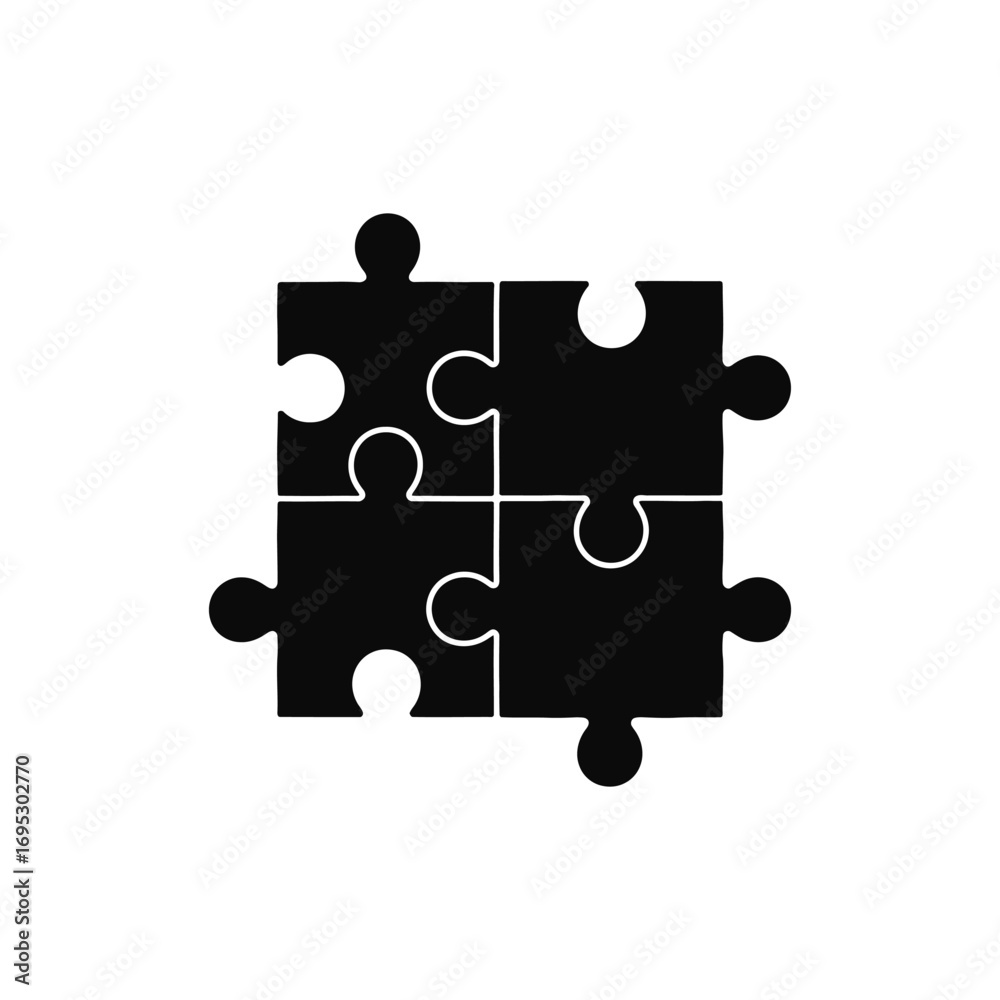 Fototapeta premium A black puzzle pieces with white background
