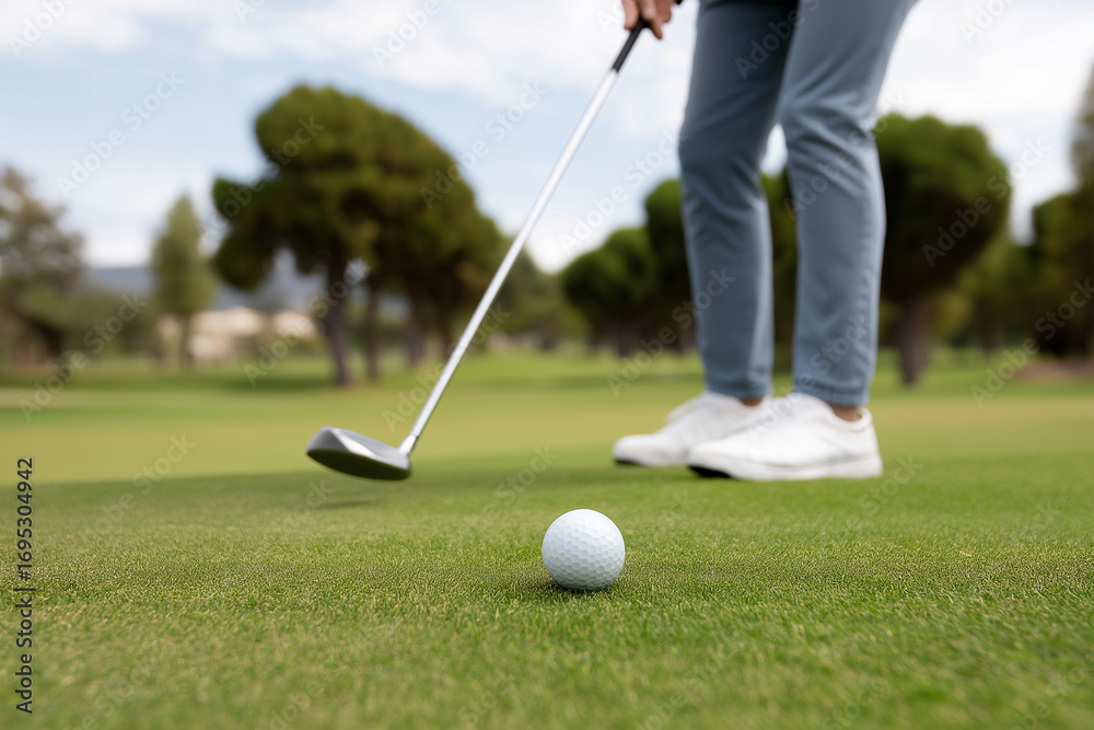 Obraz premium Playing golf on a sunny day at an outdoor course