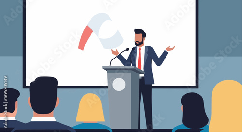 Find public speaking presentation skills training for business conference and motivational speaker seminar event vector