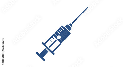 A blue medical syringe with needle and measurement markings, symbolizing healthcare and medical procedures