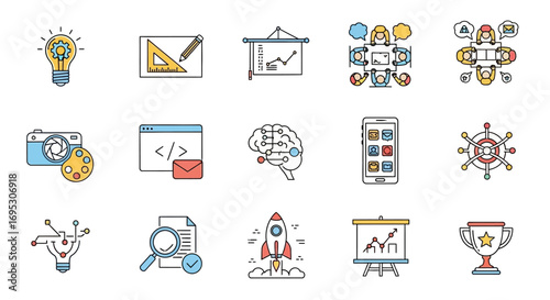 Startup Business Icons Flat Design Elements for Branding