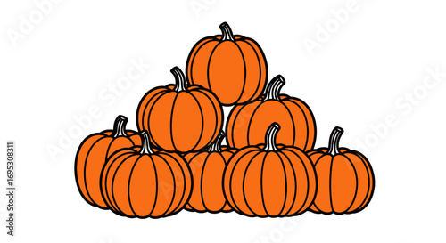 pile of orange pumpkins, autumn harvest, thanksgiving, halloween decoration
