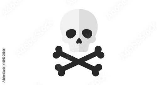 A flat graphic icon of a skull and crossbones, a universal symbol for danger, poison, and death.