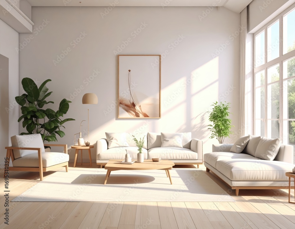 Fototapeta premium white luxury living room with white sofa