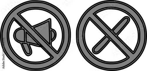 No megaphone and no X sign in a circle with a line through it.