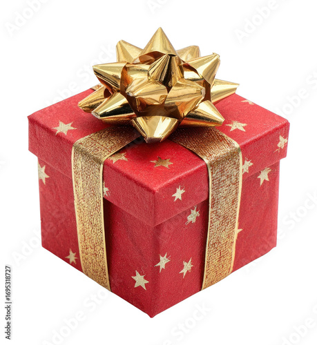 PNG Festive red gift box adorned.