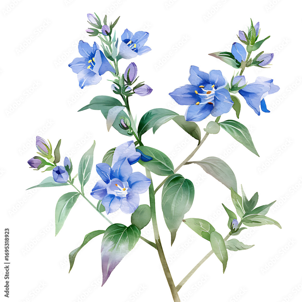 Fototapeta premium Charming blue wildflower plant on transparent background