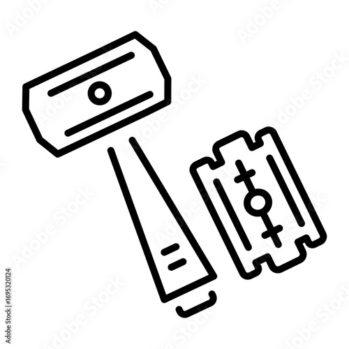 Line style icon representing a shaving blade