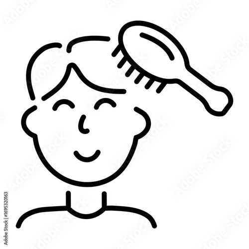 A line style icon depicting a hair brush