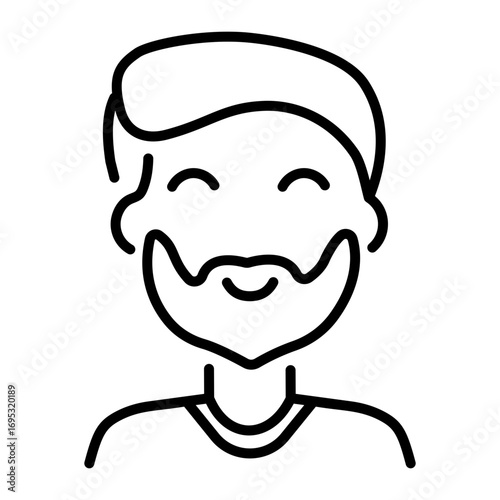 A linear icon representing a beard man 