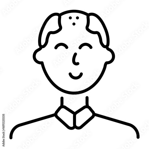 A line style icon showing a bald person
