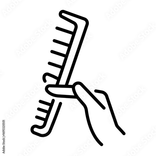 A line style icon showing a tapered comb