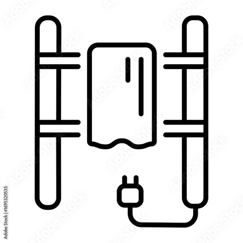 A line style icon showing a towel warmer