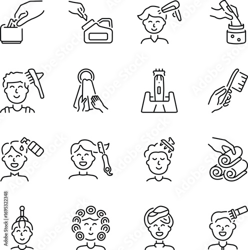 Set of Outline Style Grooming Icons 

