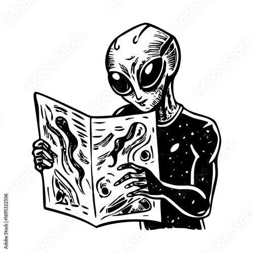 A sketchy style illustration showing a space map