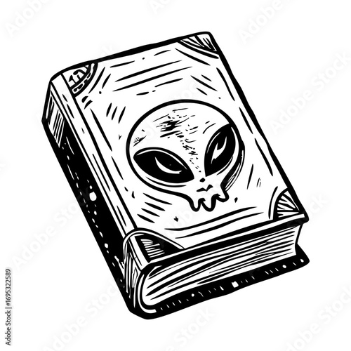 A glyph style illustration representing an alien book