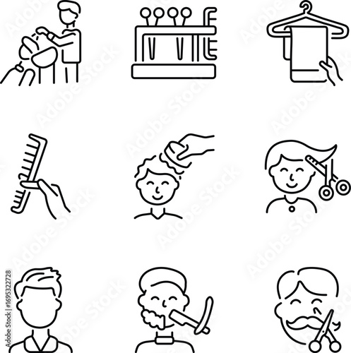 Pack of Linear Style Barber Salon Icons 


