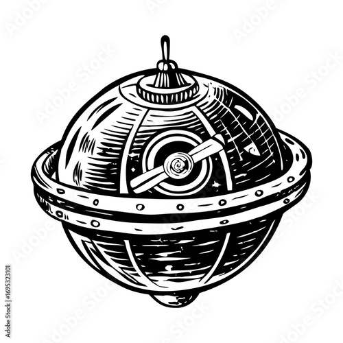 A glyph style illustration representing a space drone