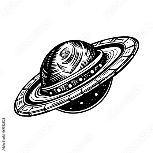 A sketchy style illustration showing saturn rings