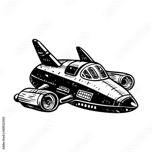 A sketchy style illustration showing a space shuttle
