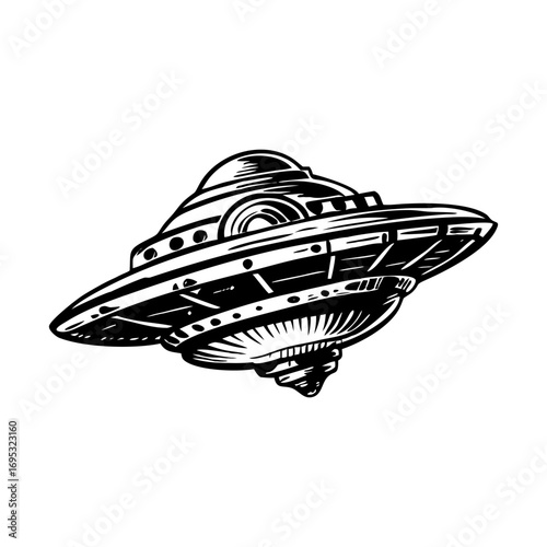 A glyph style illustration representing an alien ufo