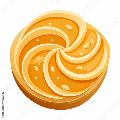 Orange Swirl Pastry Dessert Top View