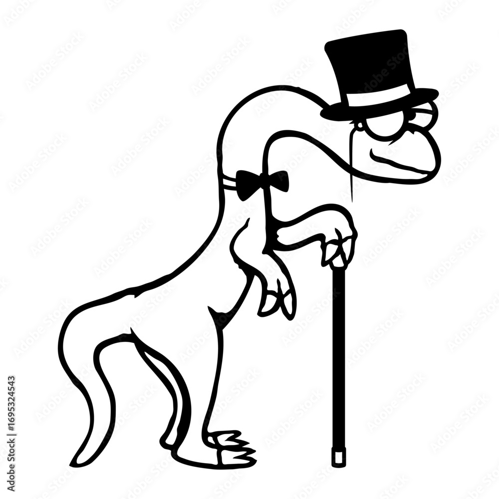 Fototapeta premium Dino Sir Gentleman Mr. rich Monocle Glasses Top Hat