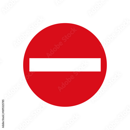 Graphic of 'No Entry' sign. A bold red circle with a white horizontal bar, universally symbolizing prohibition, restricted access, and safety