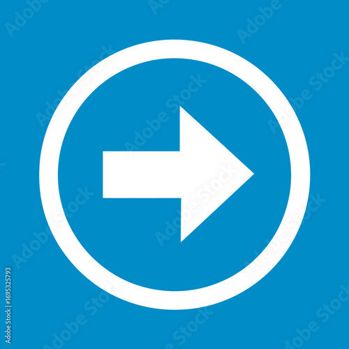 Free Download Vibrant blue background with a white circular icon containing a prominent right-pointing arrow, symbolizing forward navigation and progression - GFXLoad