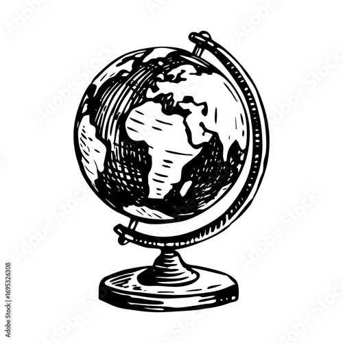 A vintage style illustration depicting a world globe