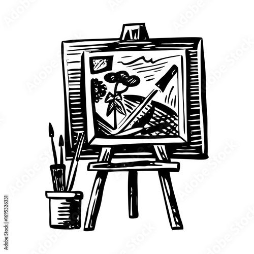 A glyph style illustration representing an art class