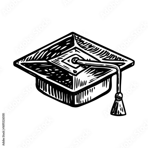 A glyph style illustration representing a mortarboard